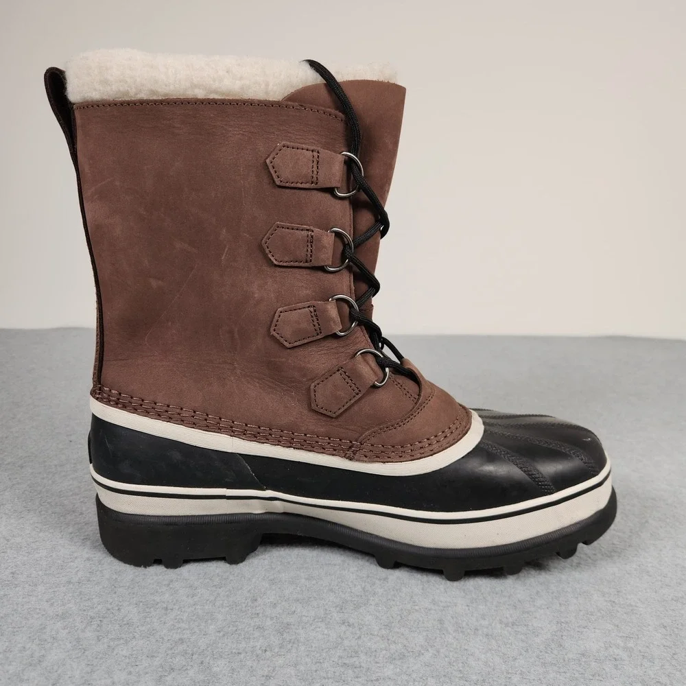 Sorel Caribou Boots Mens 11.5 Brown Leather Waterproof Insulated NM1000-238